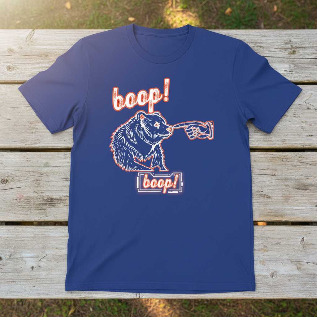 Boop! Boop! Bear Nose Touch Graphic T-Shirt Tee Cute Wildlife Lover Gift