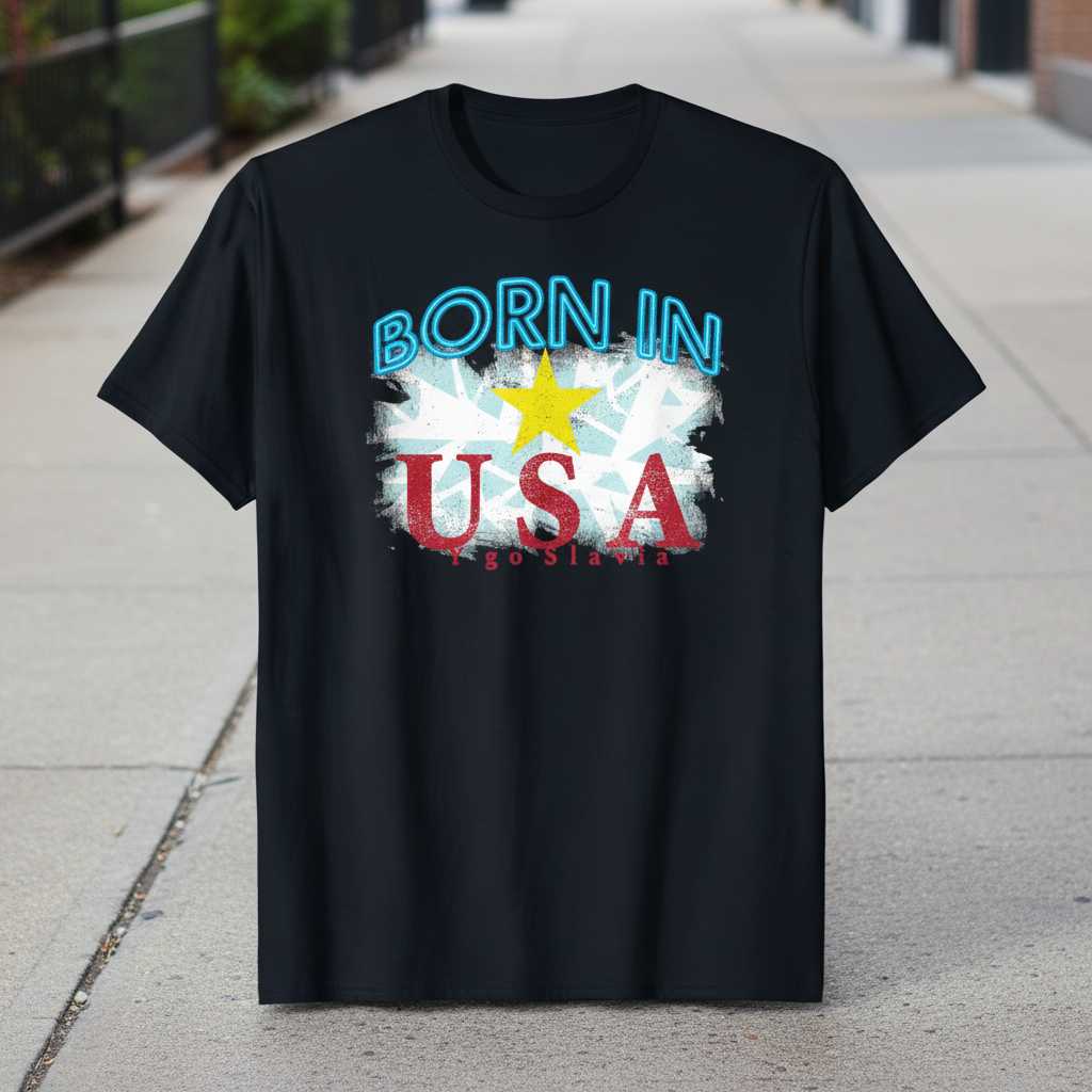 Born In USA Yugoslavia Graphic T-Shirt Retro Unisex Tee Novelty Gift Idea