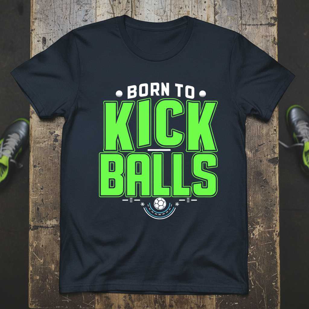 Born to Kick Balls Graphic T-Shirt Soccer Lover Novelty Tee Gift for Fans