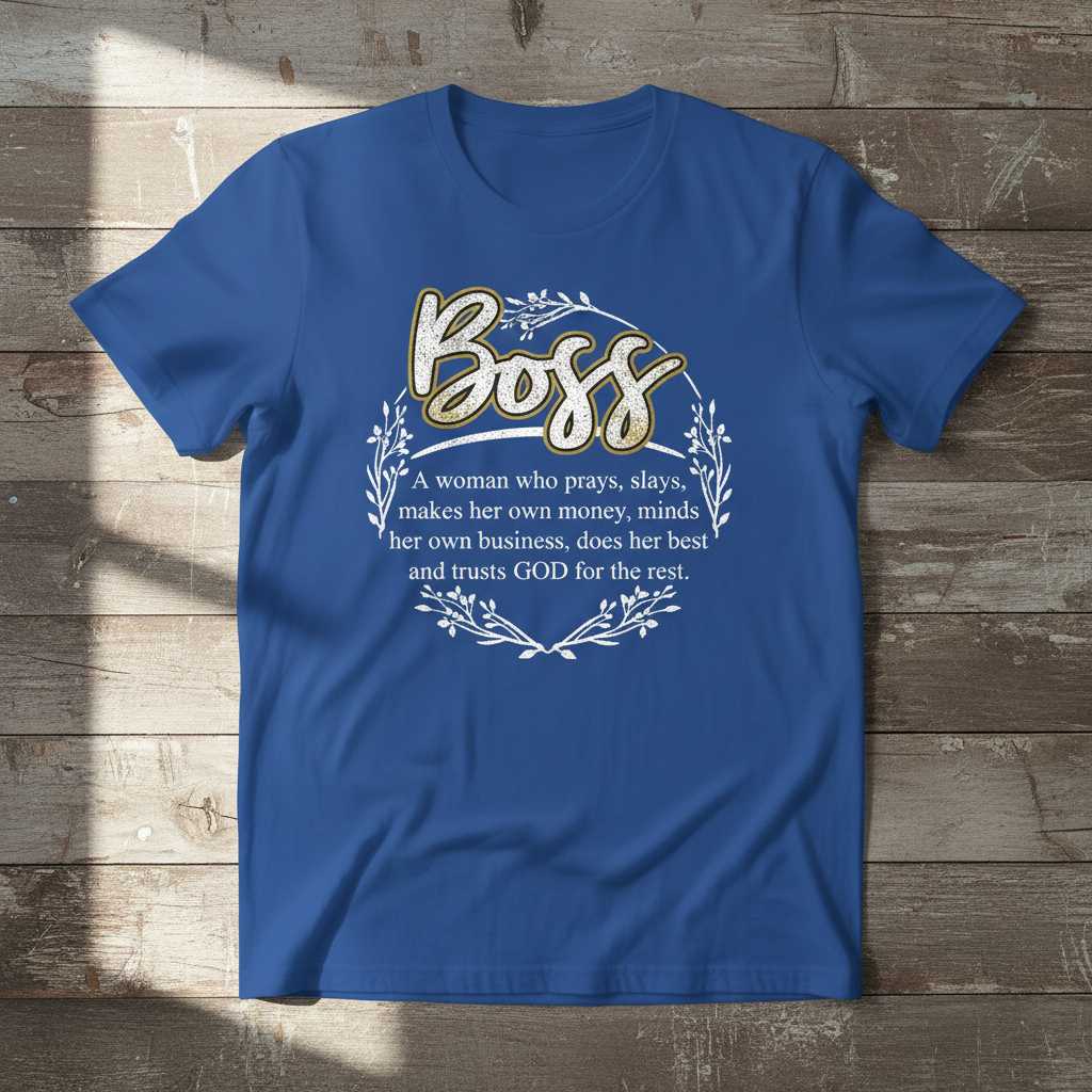 Boss A Woman Who Prays Slays Makes Money Graphic T-Shirt Tee Gift Idea