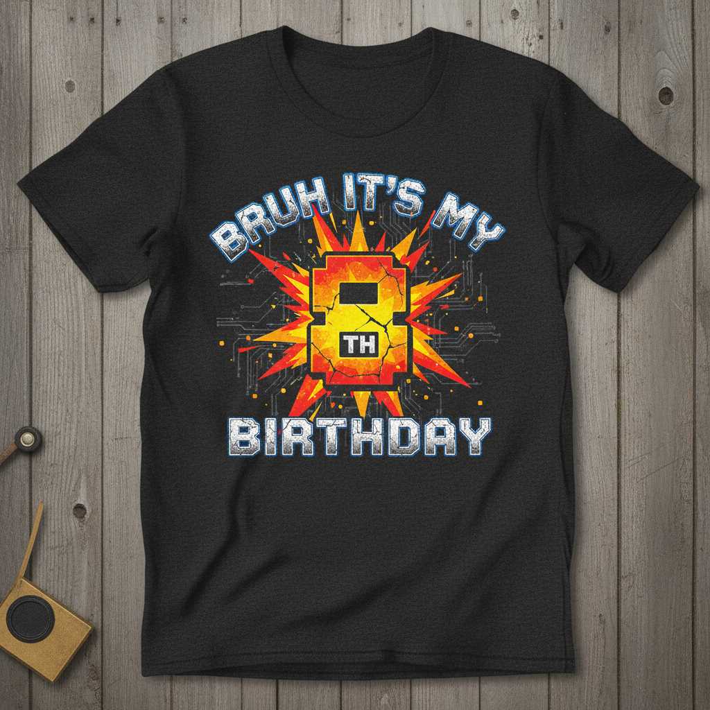 Bruh Its My 8th Birthday Graphic T-Shirt Tee Novelty Gamer Gift Outfit