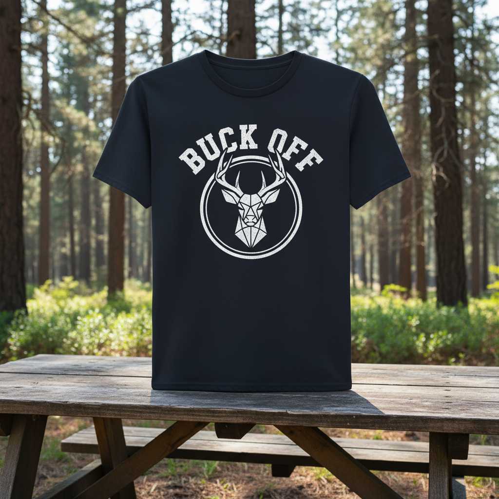 Buck Off Hunting Graphic T-Shirt Funny Deer Tee Novelty Outdoor Enthusiast Gift
