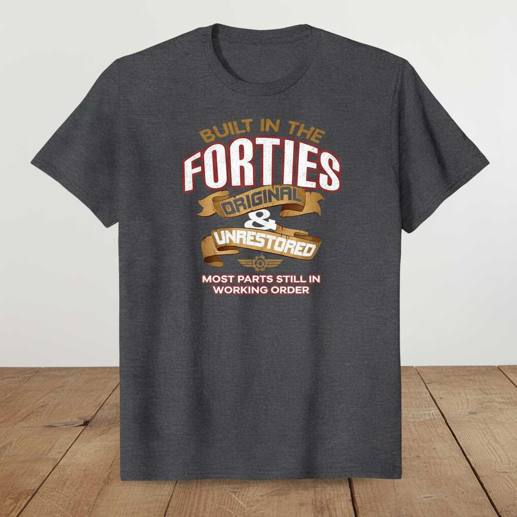 Built in the Forties Original & Unrestored Graphic T-Shirt Retro Tee Gift Idea