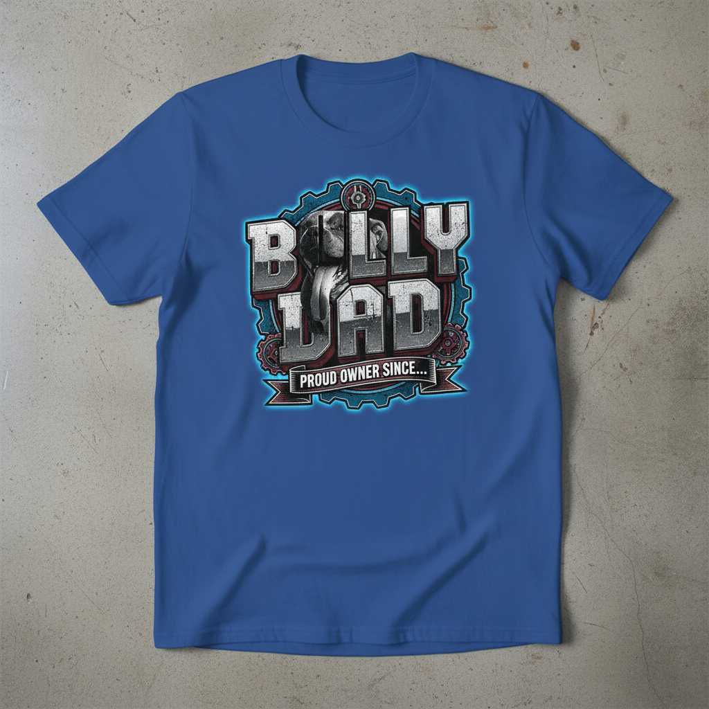 Bully Dad Proud Owner Since Graphic T-Shirt Tee Novelty Dog Lover Gift