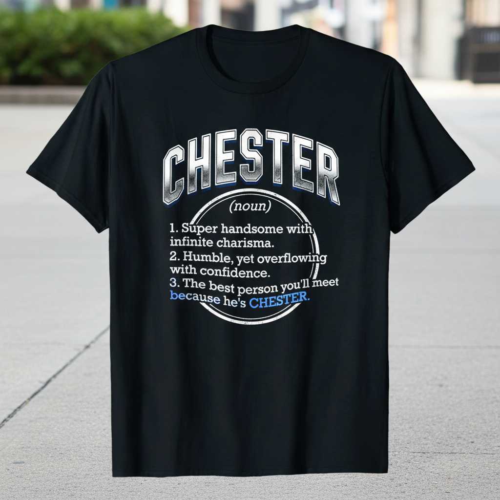 CHESTER Super Handsome Humble Confident Graphic T-Shirt Tee Gift Idea Clothing