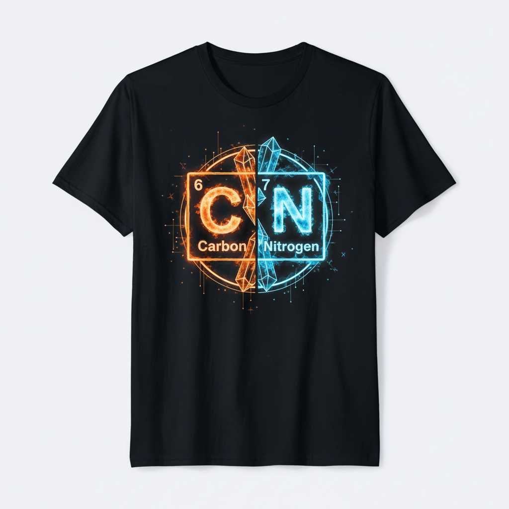 Carbon Nitrogen Elements Graphic T-Shirt Tee Chemistry Novelty Unisex Gift Idea
