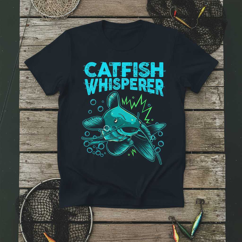 Catfish Whisperer Graphic T-Shirt Novelty Fishing Tee Gift for Catfish Lover