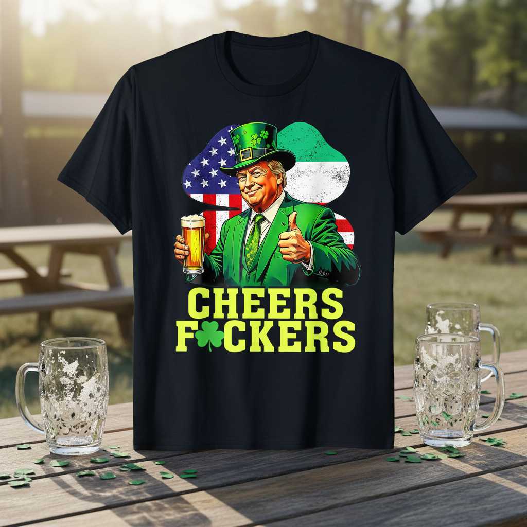 Cheers F-ckers St Patricks Day Graphic T-Shirt Novelty Beer Lover Tee Gift