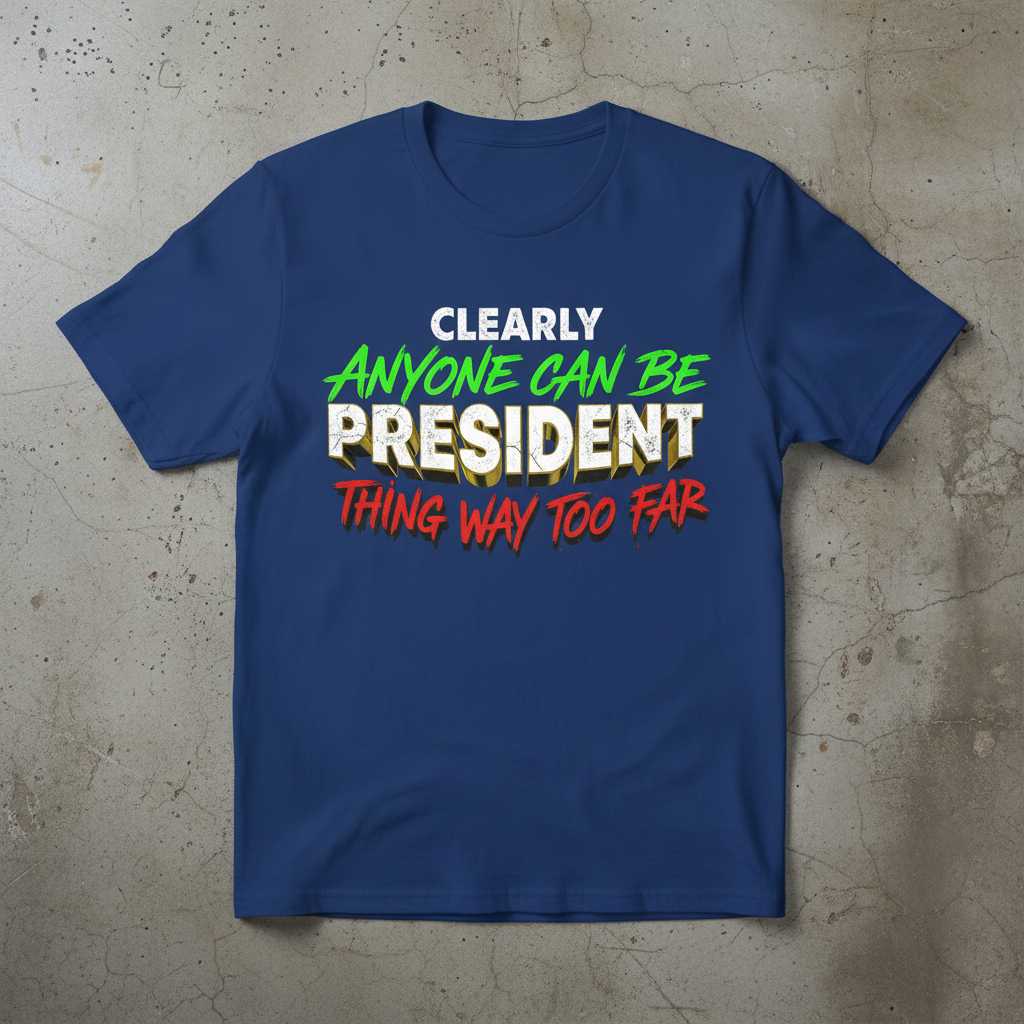 Clearly Anyone Can Be President Thing Way Too Far Graphic T-Shirt Tee Novelty Gift