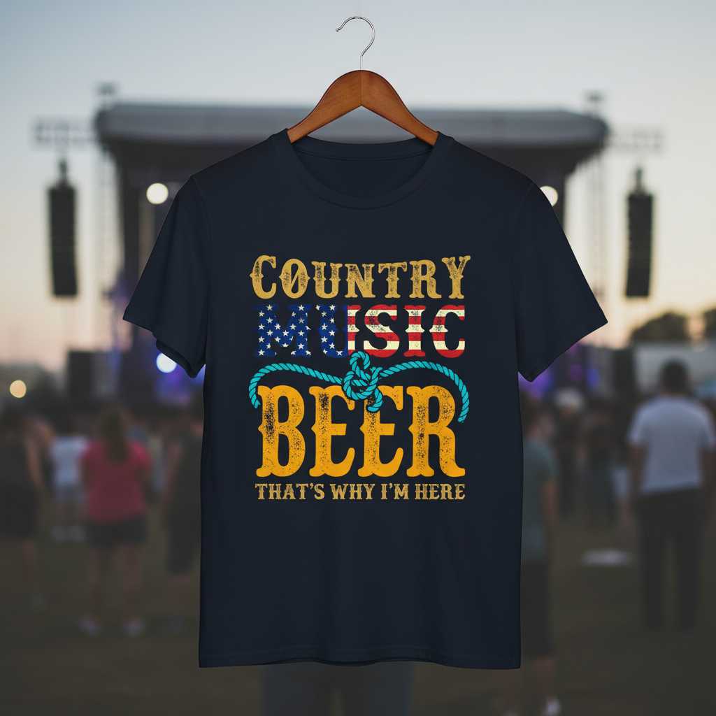 Country Music Beer Thats Why Im Here T-Shirt Tee Graphic Novelty Gift for Fan