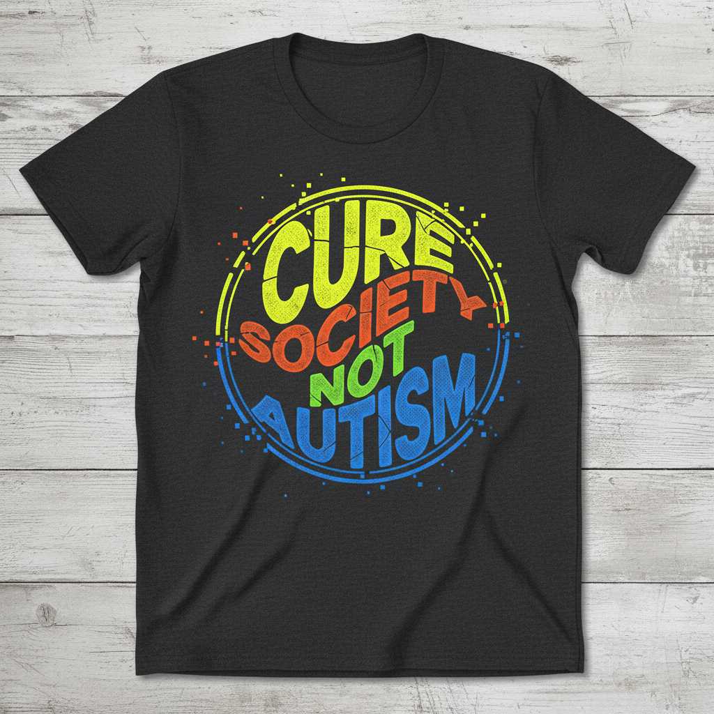 Cure Society Not Autism Graphic T-Shirt Tee Autism Awareness Unisex Gift Outfit