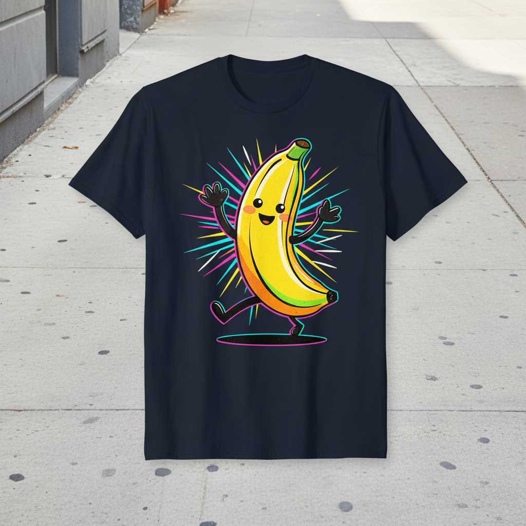 Cute Dancing Banana Graphic T-Shirt Funny Fruit Tee Novelty Outfit Gift Idea