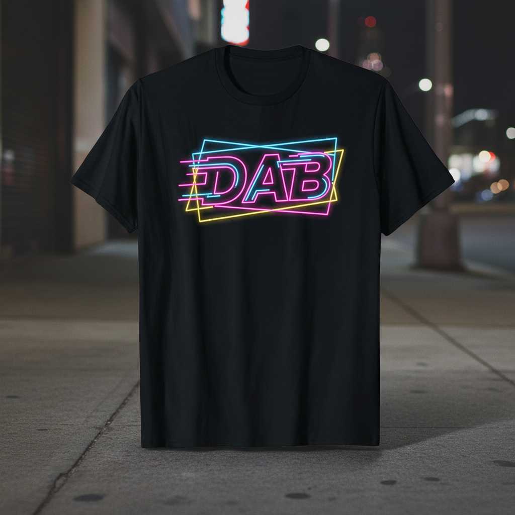 DAB Neon Graphic T-Shirt Retro Dance Tee Novelty Gift Idea for Music Lovers