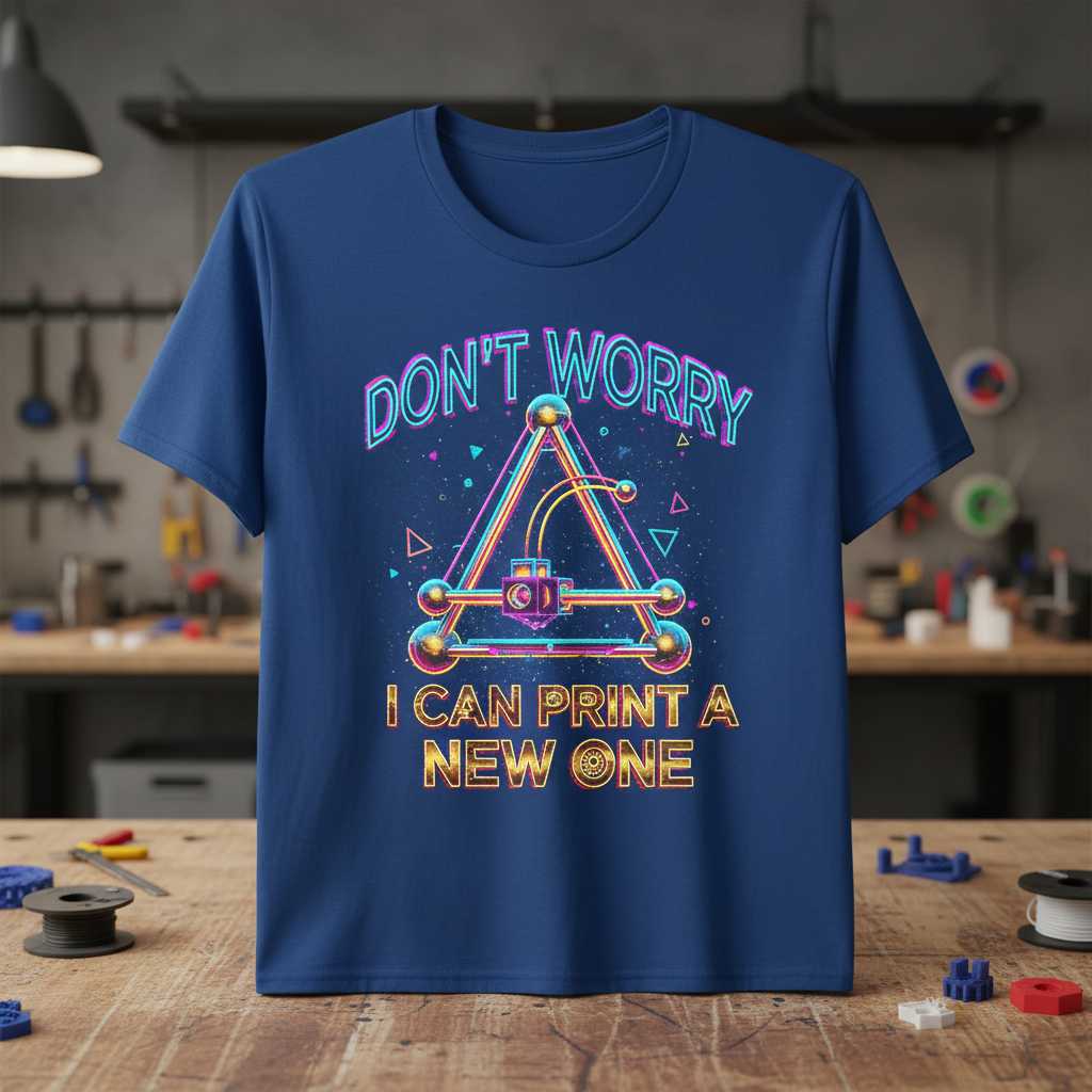 DONT WORRY I CAN PRINT A NEW ONE Graphic T-Shirt Tee Novelty Gift for 3D Printing Fans
