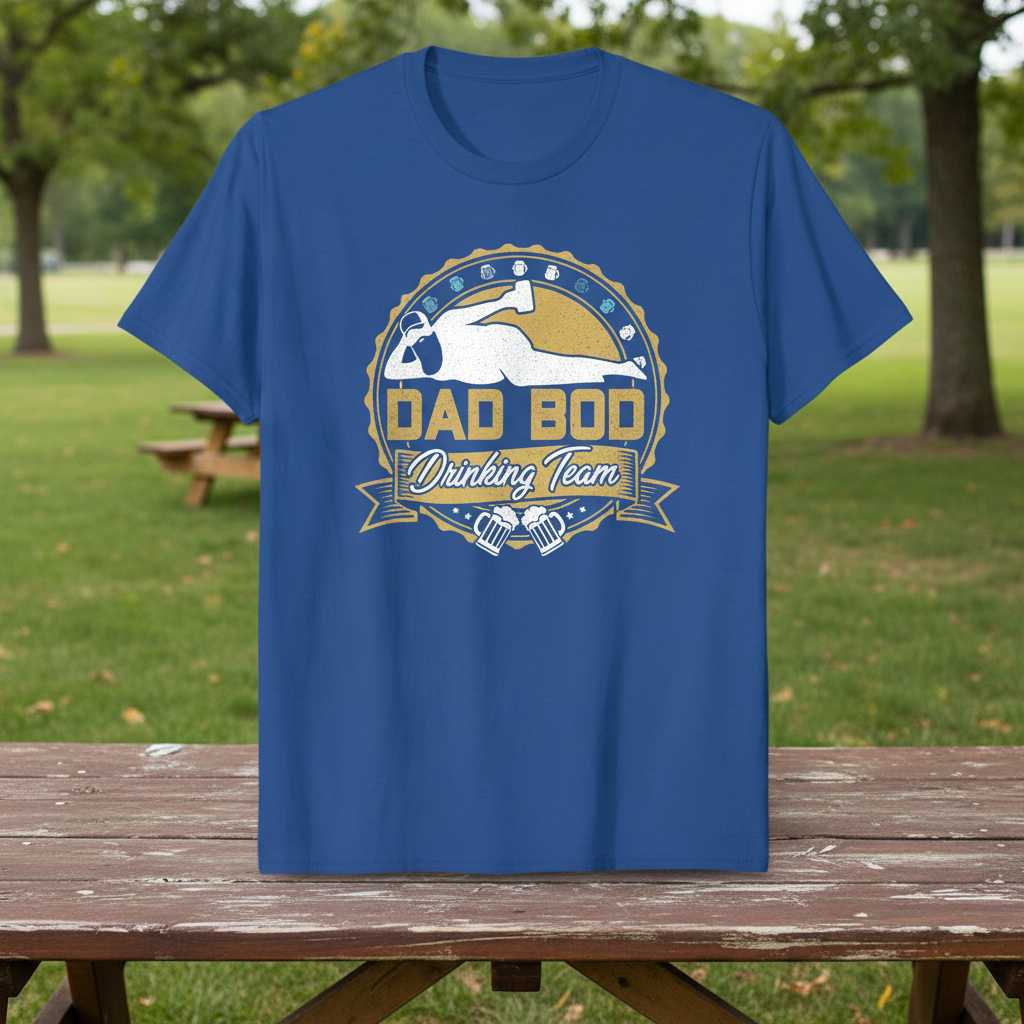 Dad Bod Drinking Team Funny Graphic T-Shirt Tee Novelty Gift Idea Merch