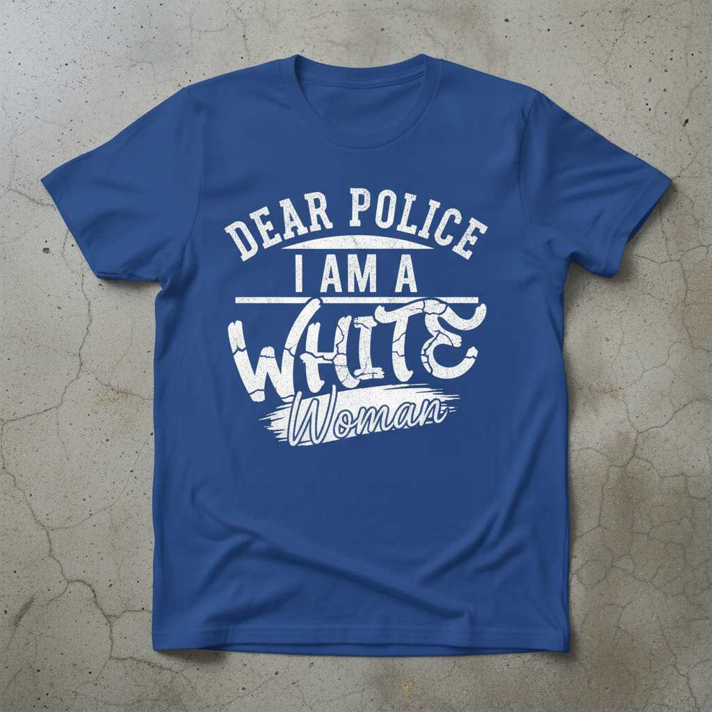 Dear Police I Am A White Woman Graphic T-Shirt Novelty Tee Unisex Clothing Gift