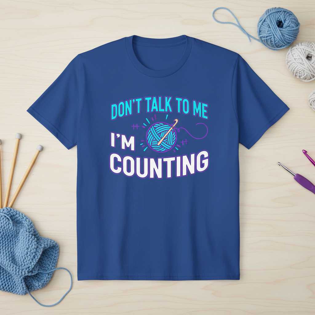 Dont Talk To Me Im Counting Crochet Knitting Graphic T-Shirt Tee Gift Idea