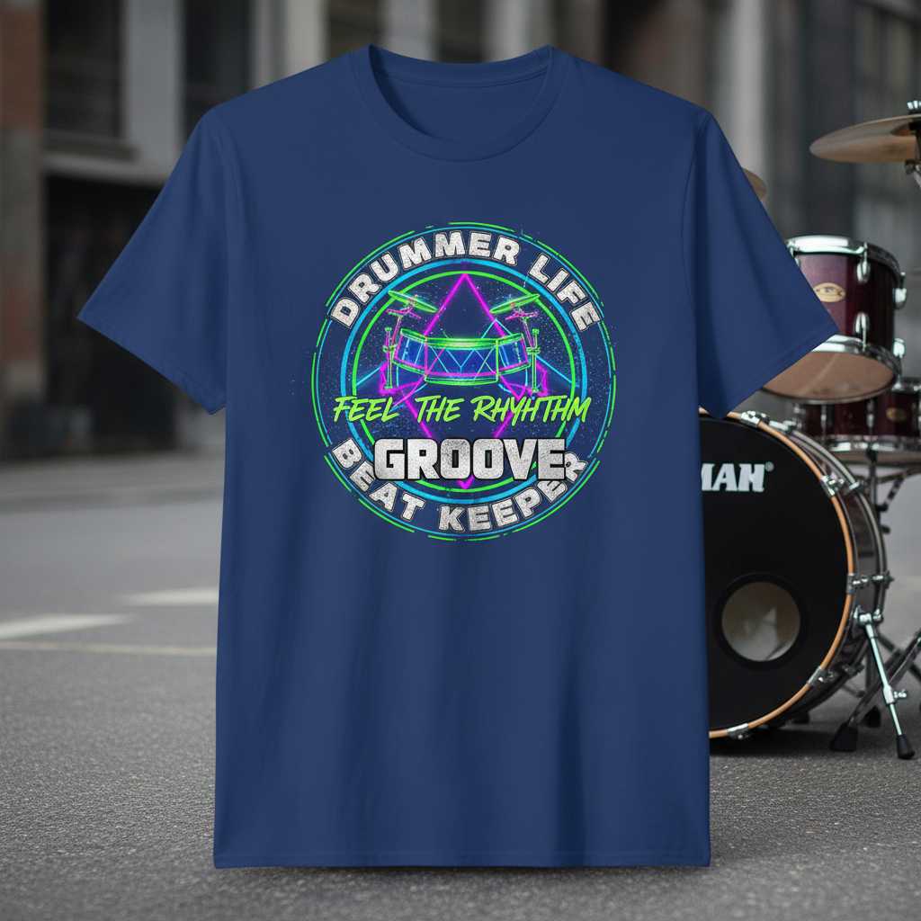 Drummer Life Feel The Rhythm Groove Beat Keeper T-Shirt Tee Graphic Gift