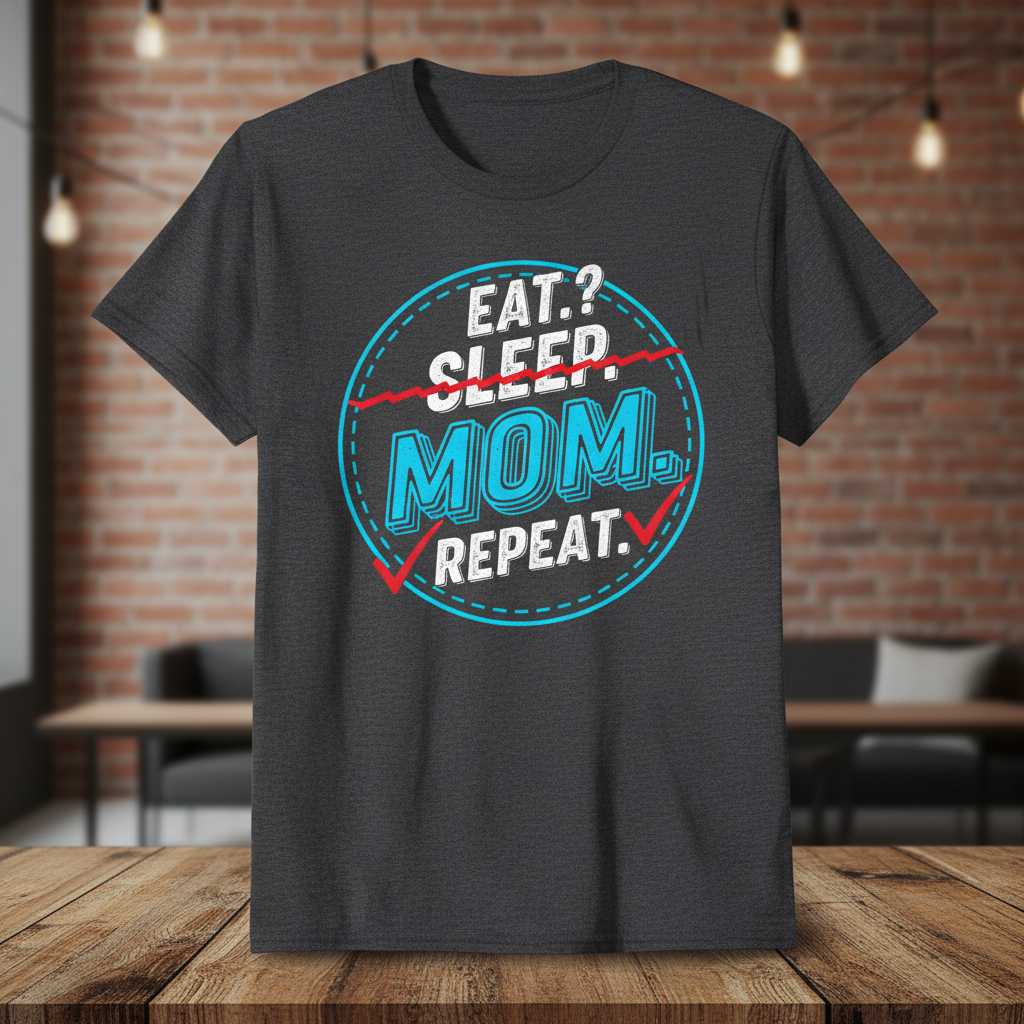 Eat Sleep Mom Repeat Graphic T-Shirt Tee Novelty Top Gift Idea Clothing
