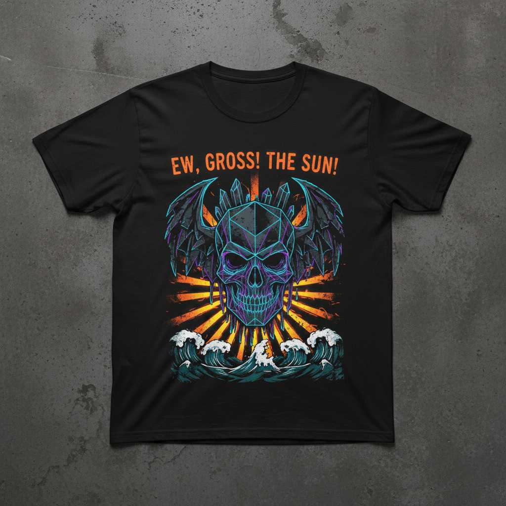 Ew, Gross! The Sun! Graphic Skull T-Shirt Novelty Tee Unisex Gift Idea