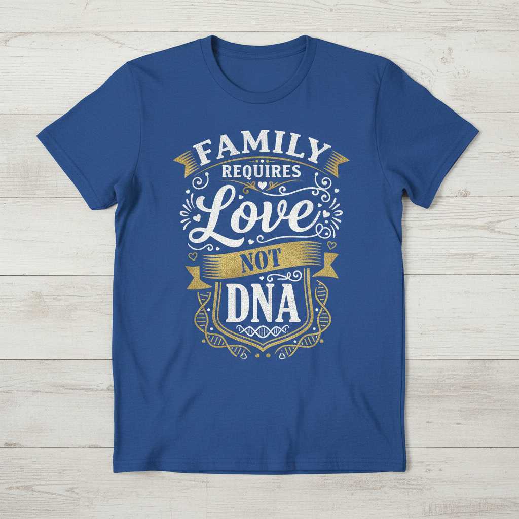 Family Requires Love Not DNA Adoption T-Shirt Tee Graphic Unisex Gift Idea