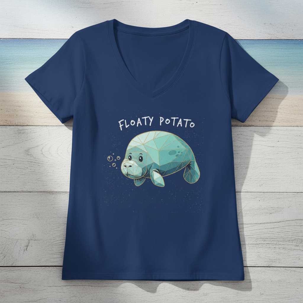 Floaty Potato Manatee Graphic T-Shirt Cute Sea Cow Tee Novelty Gift for Ocean Lovers