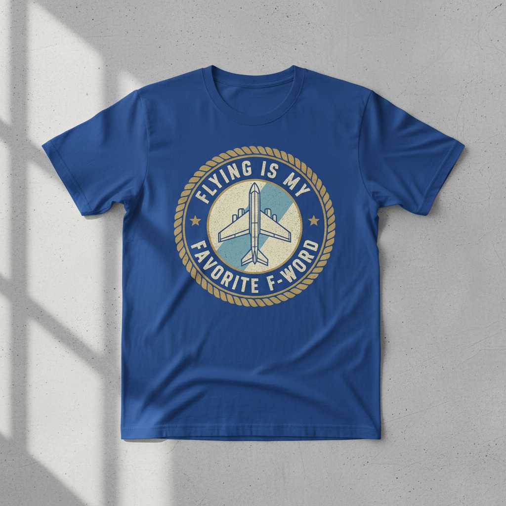 Flying Is My Favorite F-Word Vintage Aviation Graphic T-Shirt Tee Pilot Fan Gift