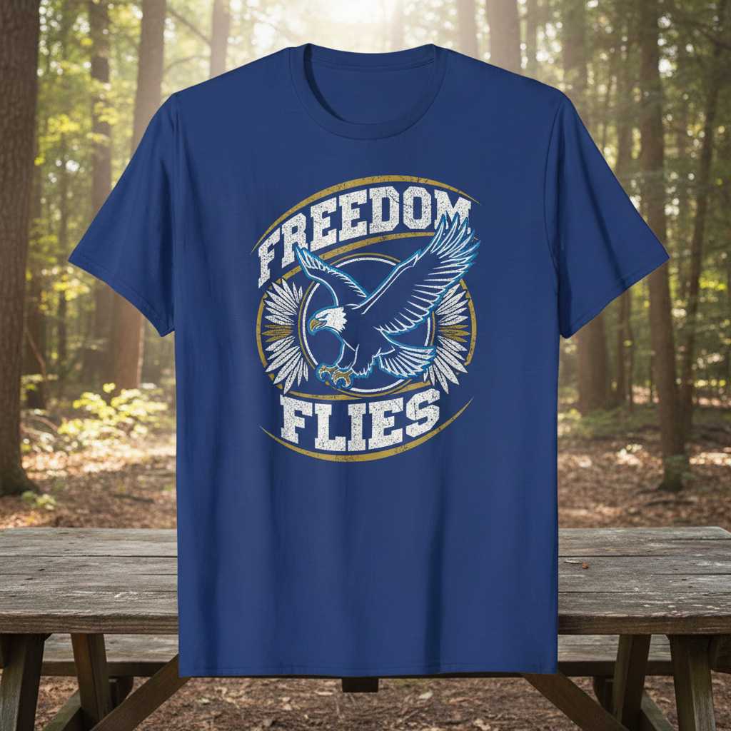 Freedom Flies Eagle Graphic T-Shirt Patriotic Wildlife Tee Gift for Bird Lovers