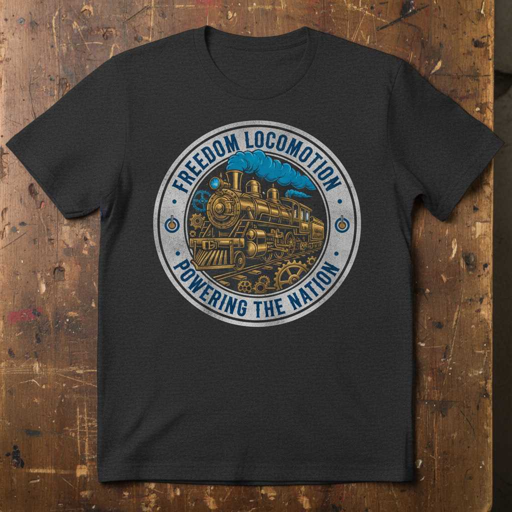 Freedom Locomotion Powering the Nation T-Shirt Vintage Train Graphic Tee Gift