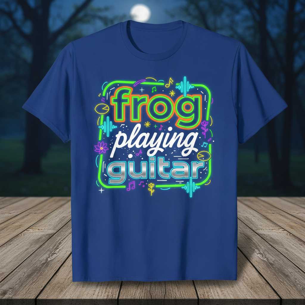 Frog Playing Guitar Graphic T-Shirt Tee Novelty Gift for Music Lover