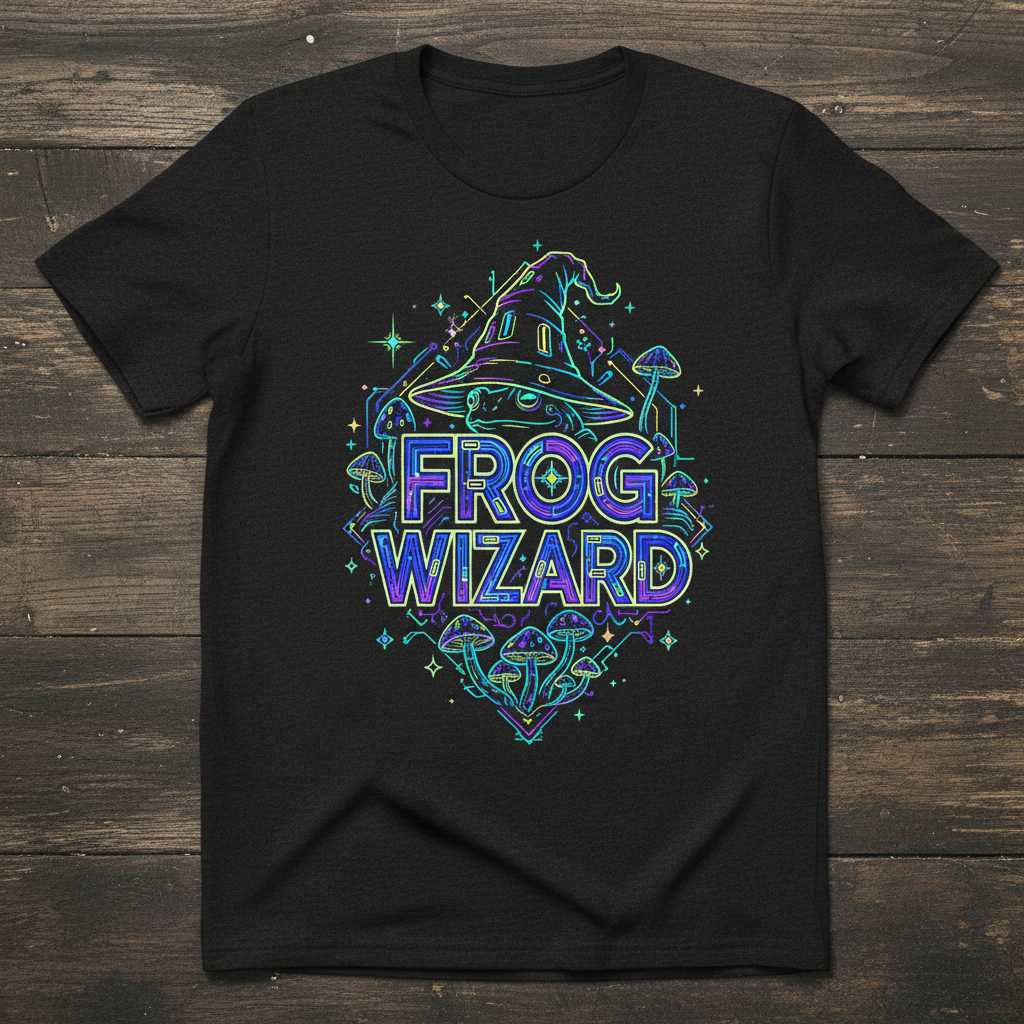 Frog Wizard Graphic T-Shirt Magical Frog Tee Novelty Unisex Clothing Gift Idea