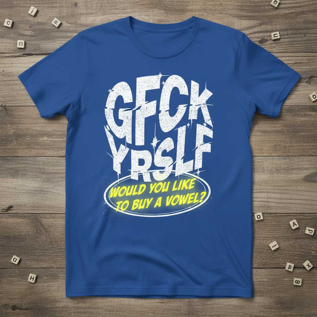 GFCK YRSLF Would You Like To Buy A Vowel Sarcastic Graphic T-Shirt Novelty Tee