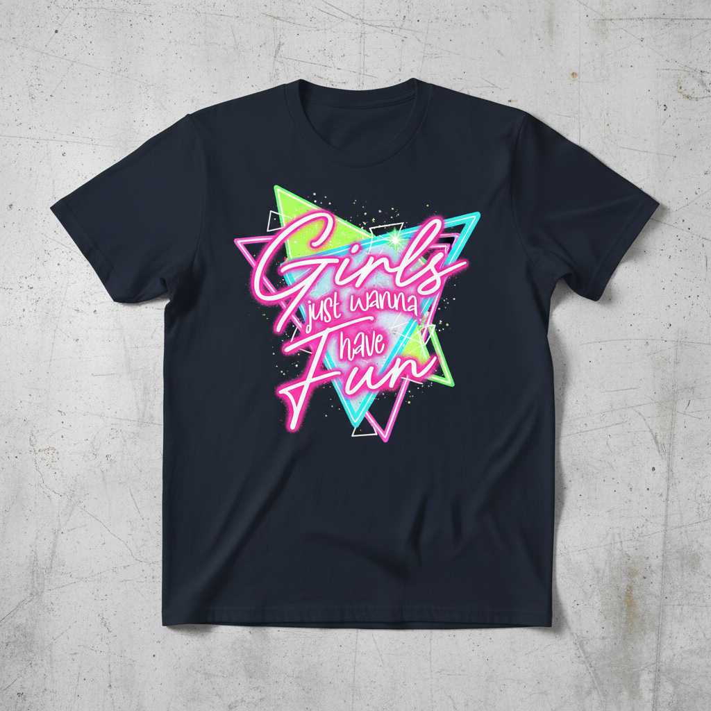 Girls Just Wanna Have Fun Retro 80s Graphic T-Shirt Tee Vintage Novelty Top Gift