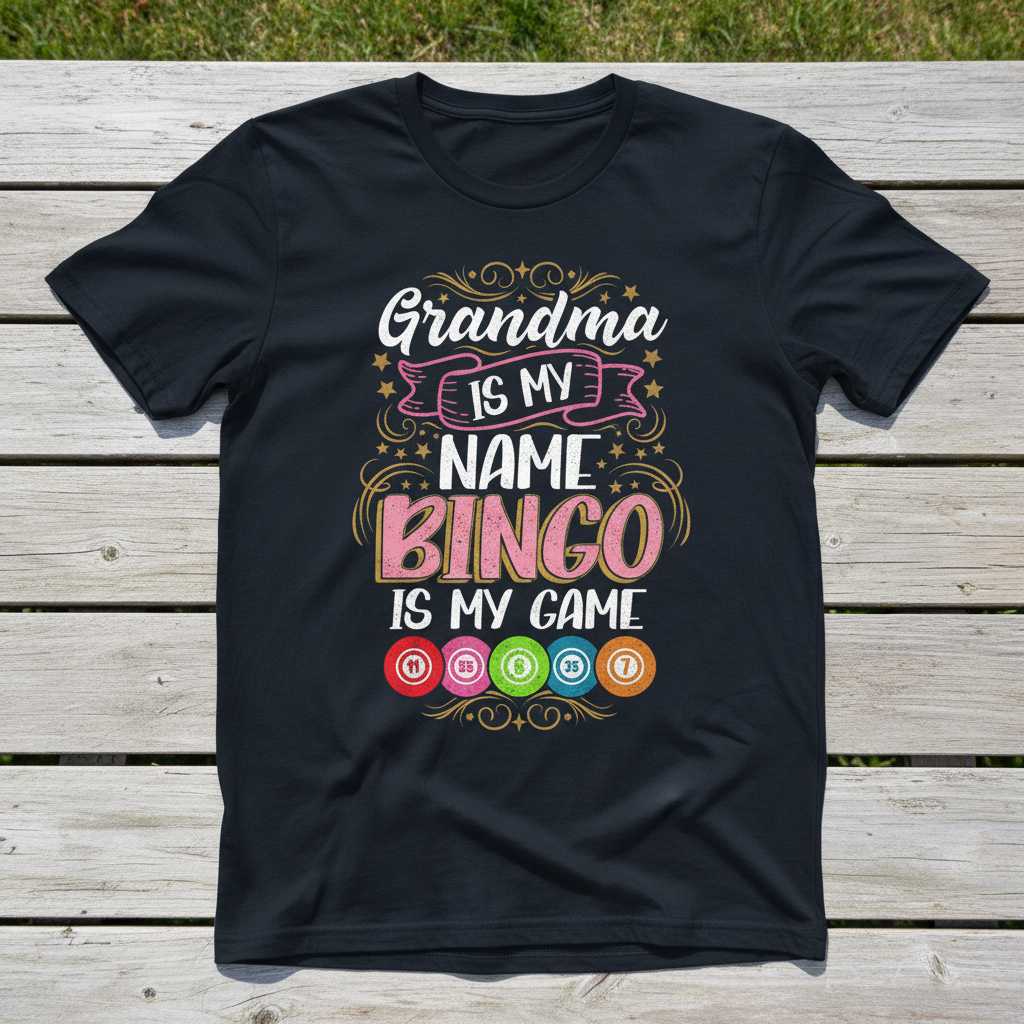 Grandma Is My Name Bingo Is My Game Graphic T-Shirt Tee Gift for Bingo Fans