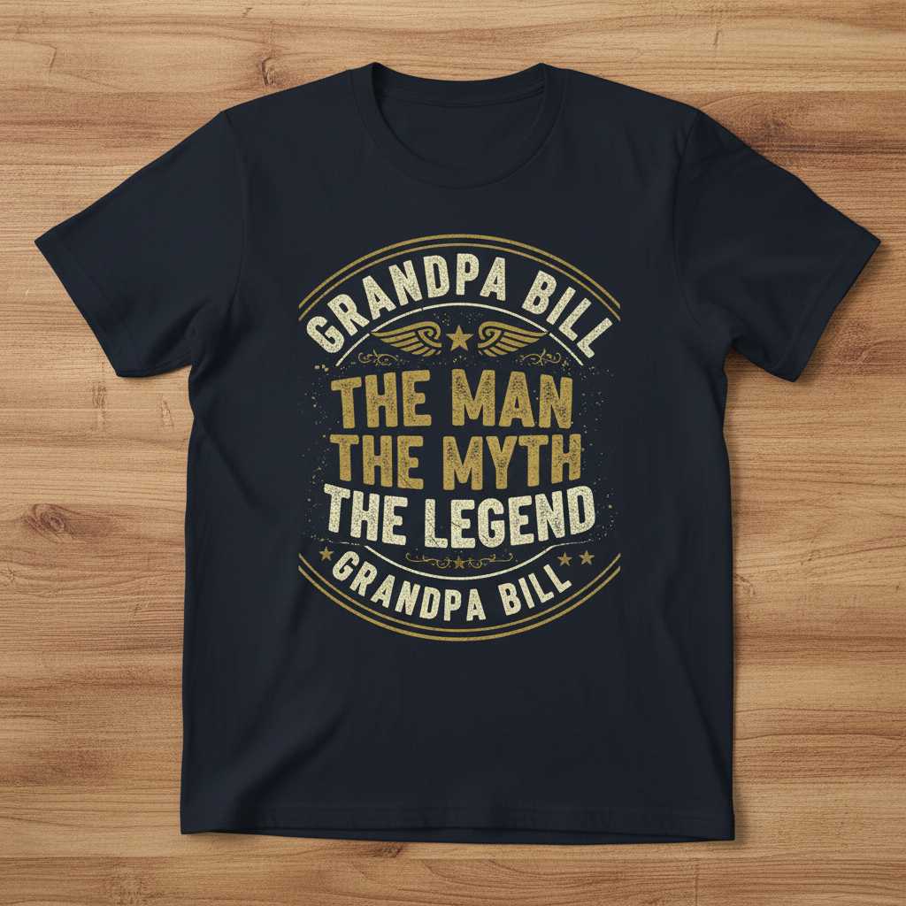 Grandpa Bill The Man The Myth The Legend Graphic T-Shirt Novelty Tee Gift