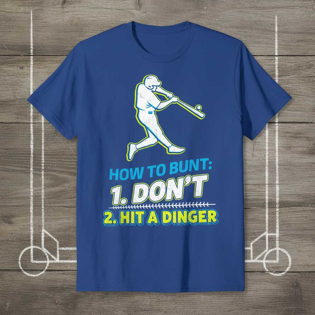 HOW TO BUNT- 1. DONT 2. HIT A DINGER Baseball T-Shirt Tee Graphic Gift for Fans