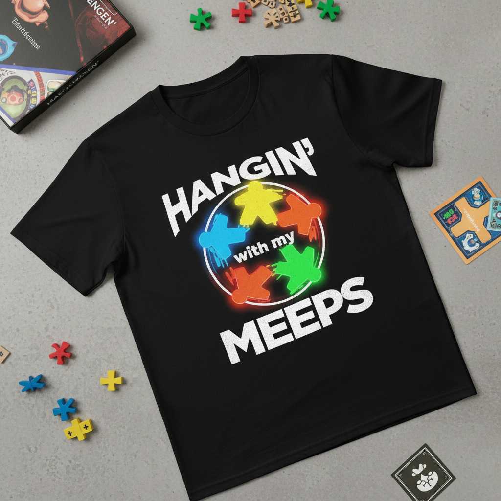 Hangin With My Meeps Board Game Lovers Graphic T-Shirt Novelty Tee Gift Idea