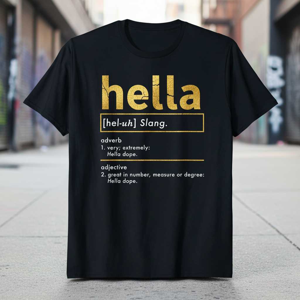 Hella Slang Definition Graphic T-Shirt Novelty Tee Unisex Gift Idea Clothing