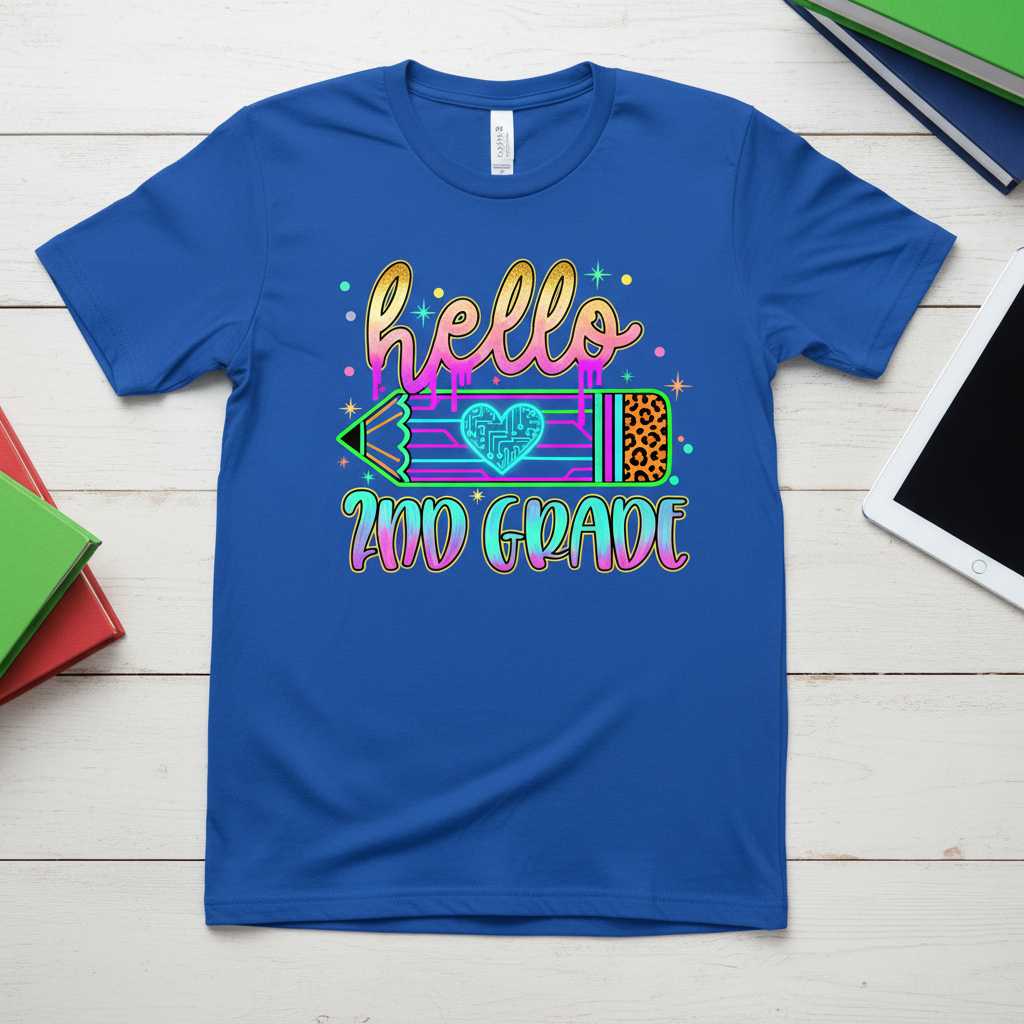 Hello 2nd Grade Graphic T-Shirt Cute School Outfit Tee Gift Idea for Girls