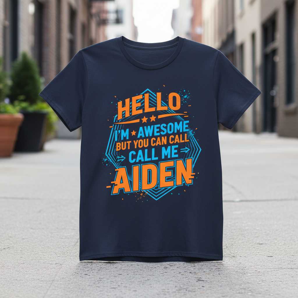 Hello Im Awesome But You Can Call Me Aiden Graphic T-Shirt Tee Novelty Gift