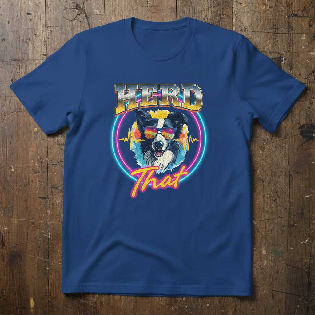Herd That Border Collie Retro Graphic T-Shirt Tee Novelty Dog Lover Gift Idea