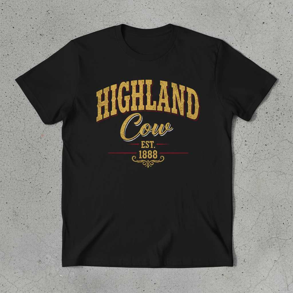 Highland Cow Est. 1888 Vintage Graphic T-Shirt Retro Tee Gift for Cow Lovers