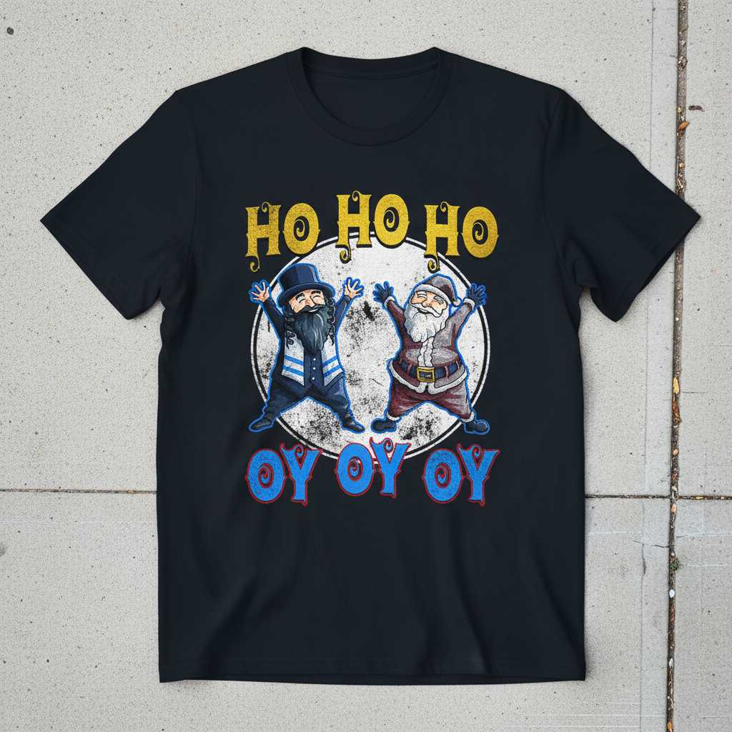 Ho Ho Ho Oy Oy Oy Christmas Graphic T-Shirt Novelty Holiday Tee Gift Outfit
