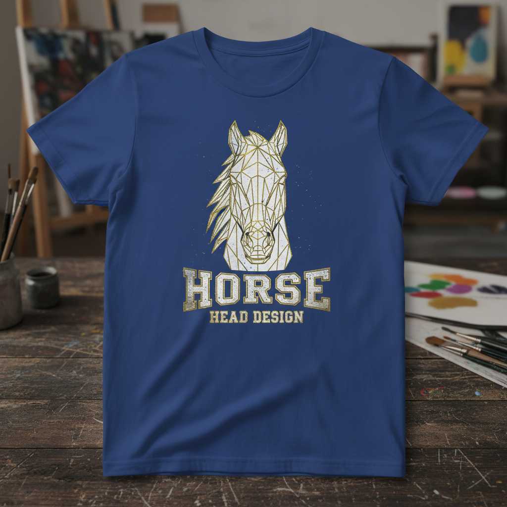 Horse Head Design Graphic T-Shirt Tee Novelty Top for Horse Lover Gift Idea