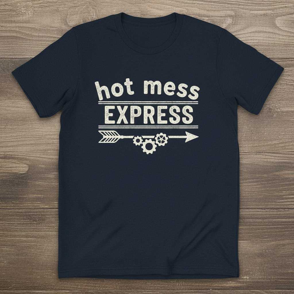 Hot Mess Express Graphic T-Shirt Funny Novelty Tee Gift Idea for Women
