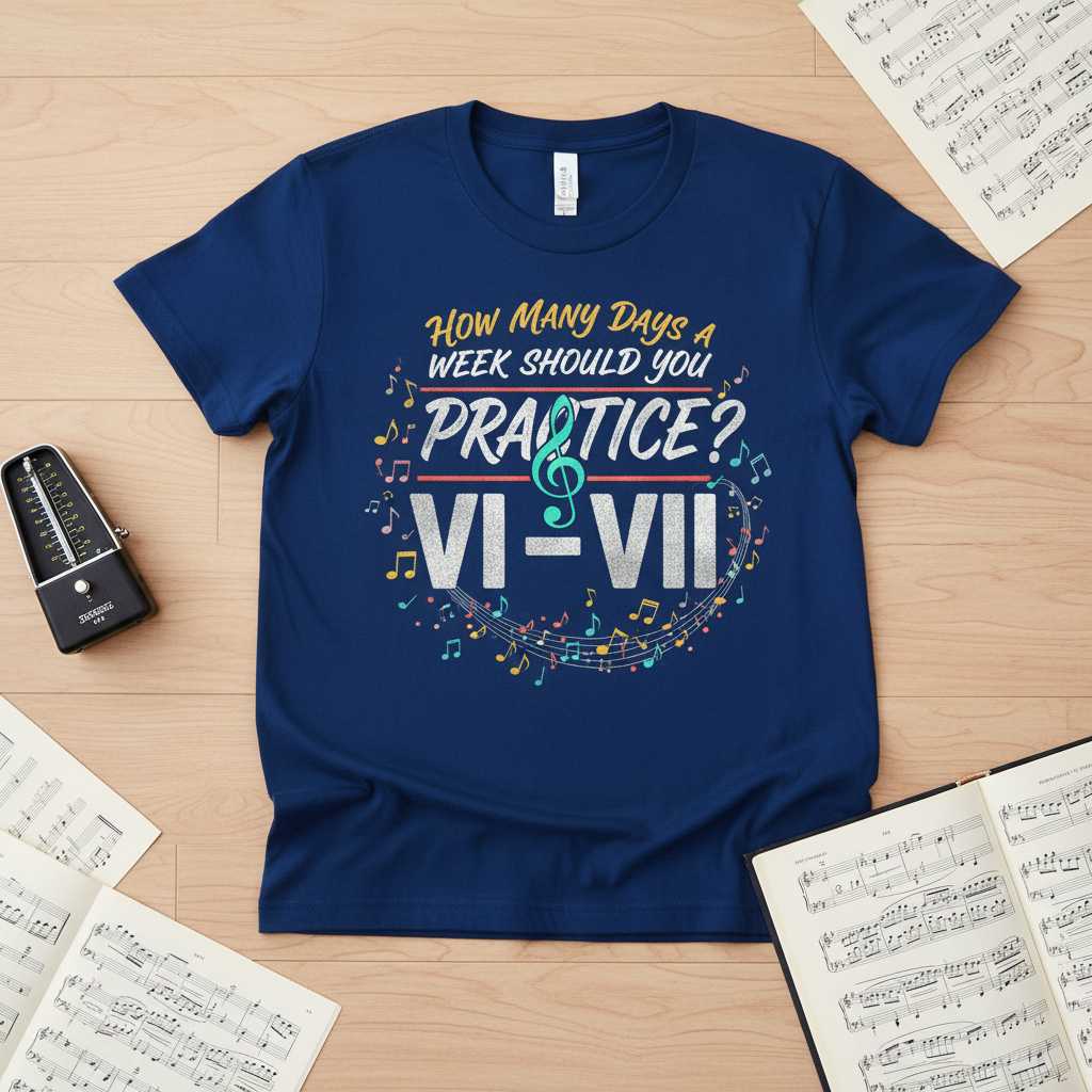 How Many Days A Week Should You Practice VI-VII Music Teacher Graphic T-Shirt Tee