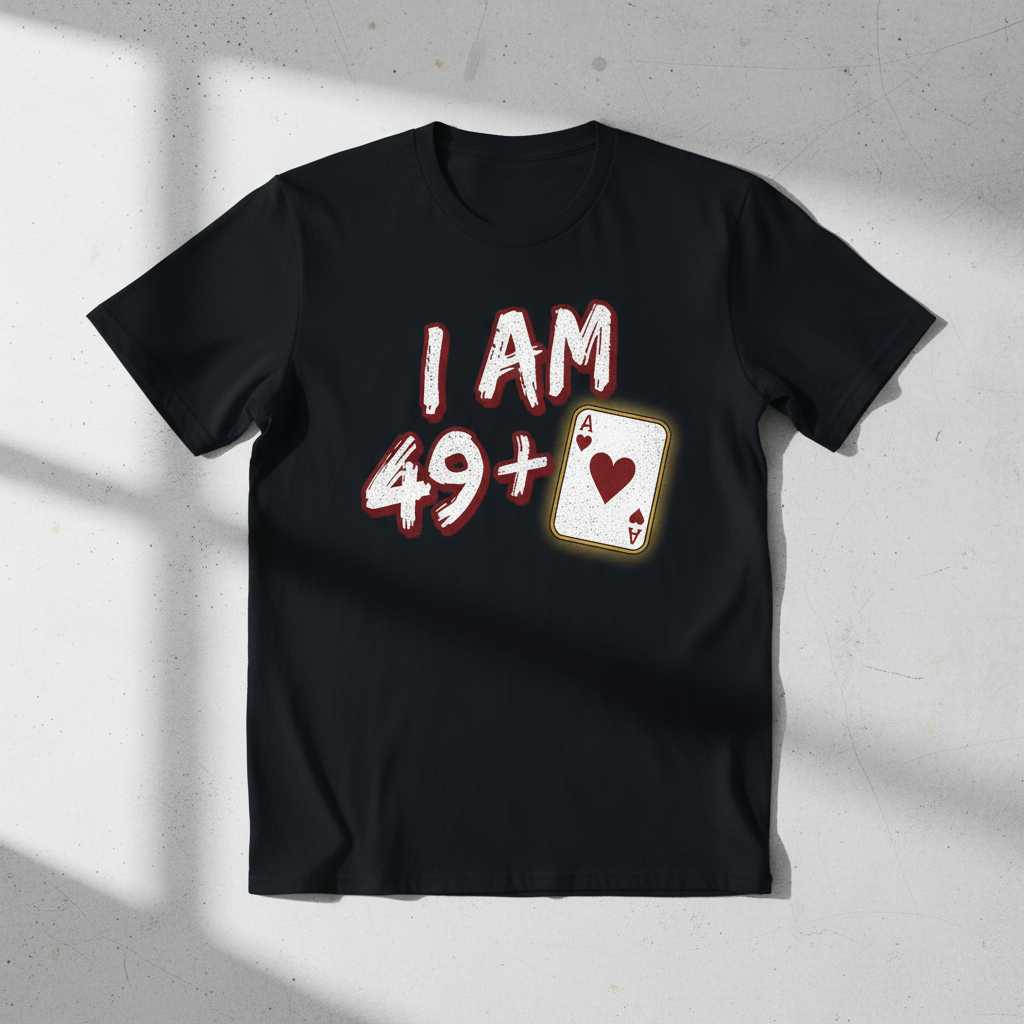 I AM 49+ Ace of Hearts Poker Graphic T-Shirt Tee Birthday Gift for Card Player