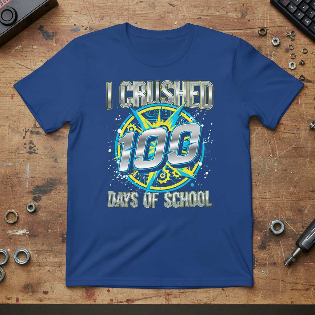 I Crushed 100 Days of School Graphic T-Shirt Tee Novelty Unisex Gift Idea