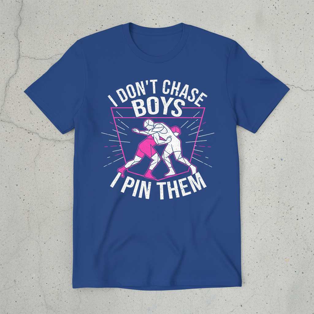 I Dont Chase Boys I Pin Them Wrestling T-Shirt Tee Graphic Gift for Sports Fans