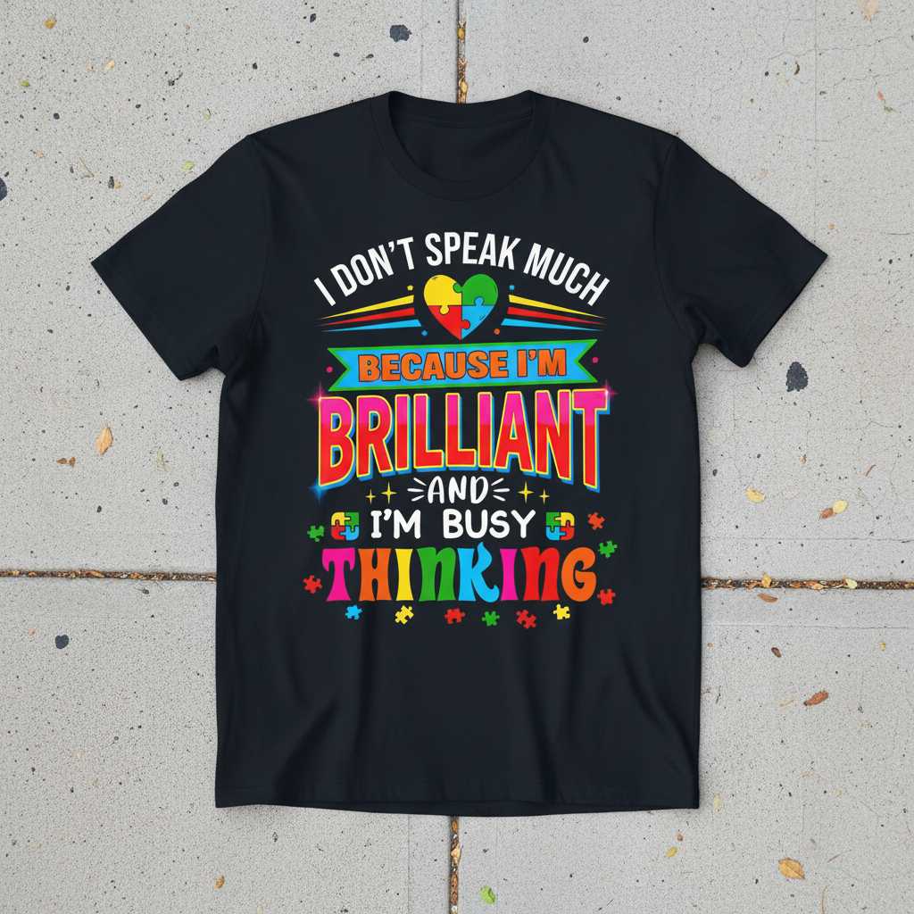 I Dont Speak Much Because Im Brilliant Busy Thinking Graphic T-Shirt Tee Gift